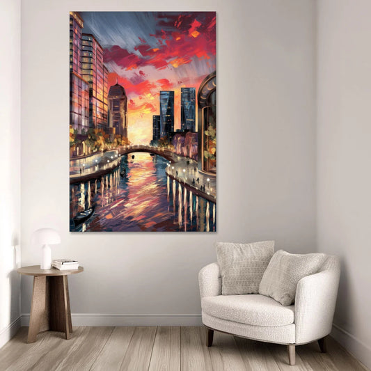 Garland Cityscape Sunset - Canvas Wall Art - Sofa - 40x60