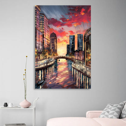 Garland Cityscape Sunset Living Room - Canvas Wall Art
