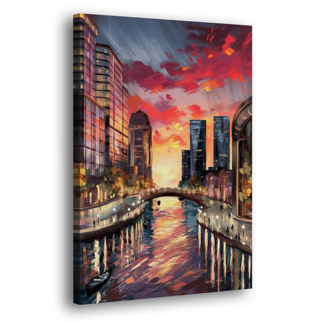 Garland Cityscape Sunset Side - Canvas Wall Art
