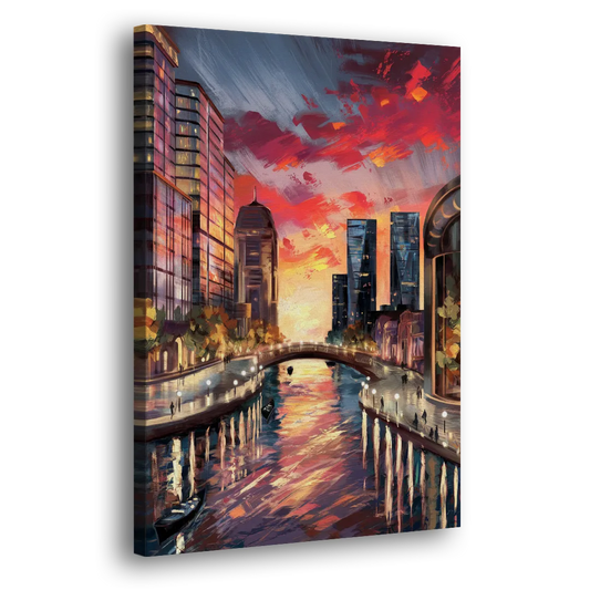 Garland Cityscape Sunset Side - Canvas Wall Art