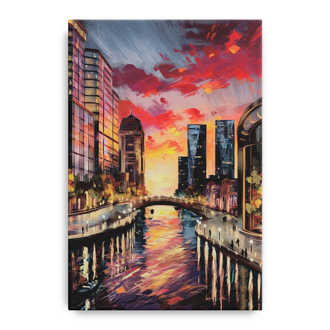 Garland Cityscape Sunset Front - Canvas Wall Art
