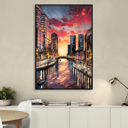 Garland Cityscape Sunset Sitting Room - Black Canvas Wall Art