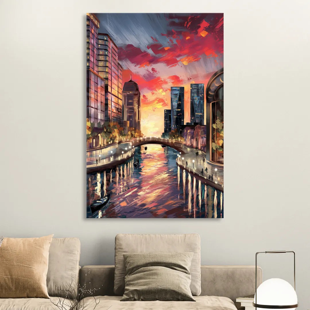 Garland Cityscape Sunset Sitting Room - Canvas Wall Art