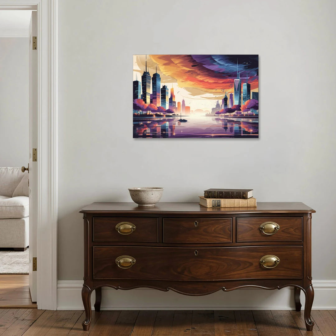 Garland Cityscape Sunset Horizon - Canvas Wall Art - Coffee Table - 36x24