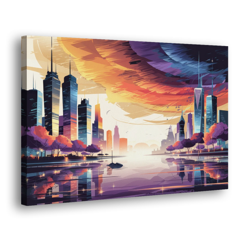 Garland Cityscape Sunset Horizon - Canvas Wall Art - Side
