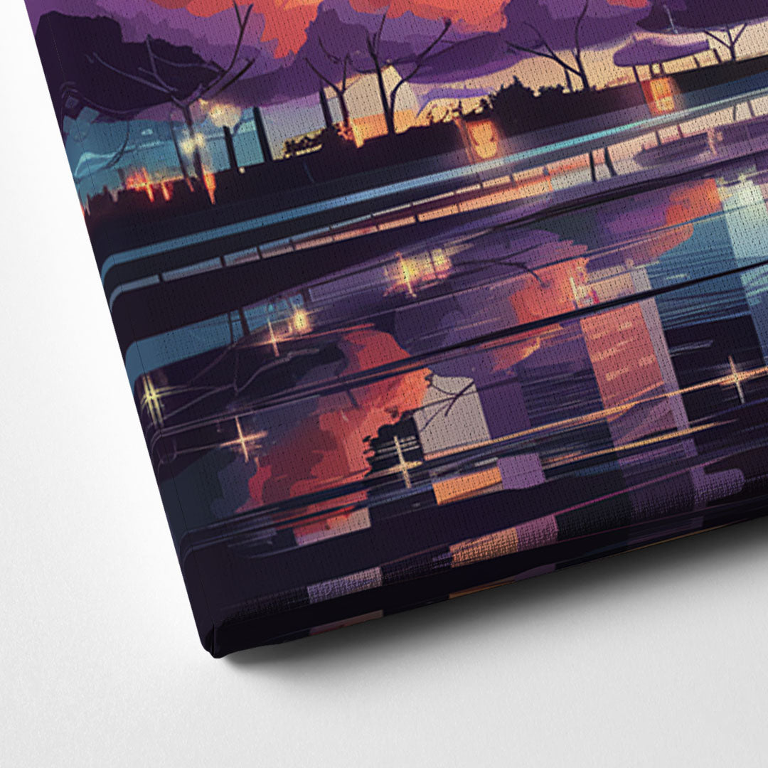 Garland Cityscape Sunset Horizon Canvas Close Up