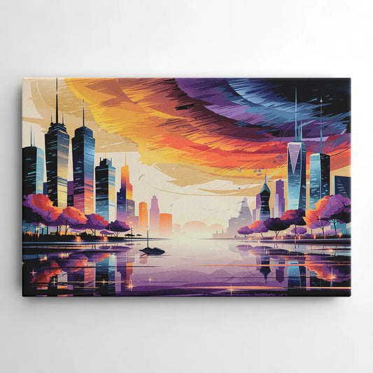 Garland Cityscape Sunset Horizon - Canvas Wall Art