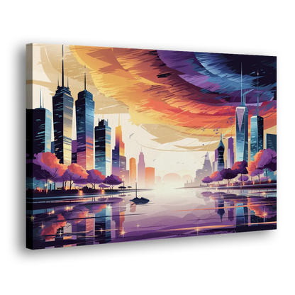 Garland Cityscape Sunset Horizon Side - Canvas Wall Art