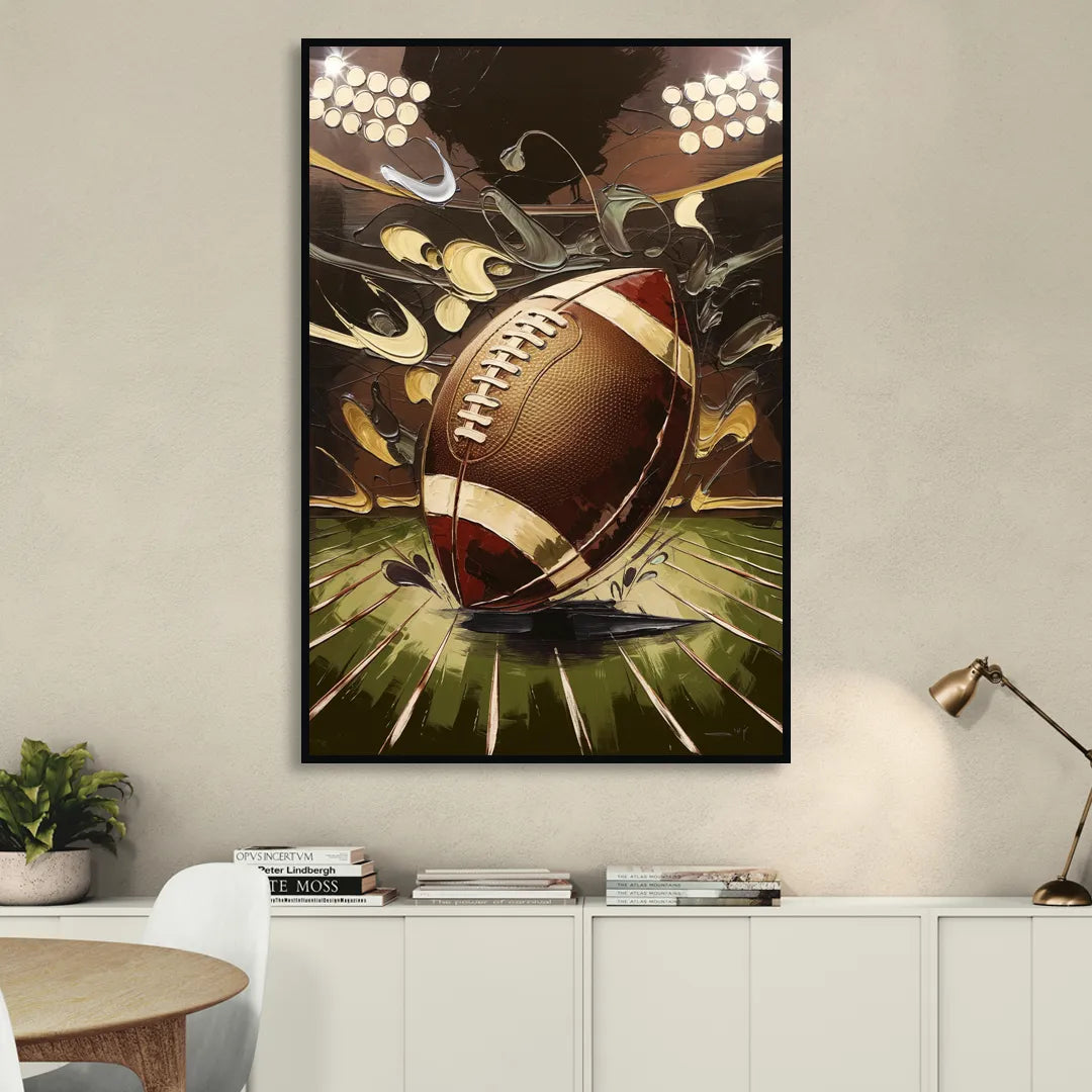 Garland Football Spirit Living Room - Black Canvas Wall Art