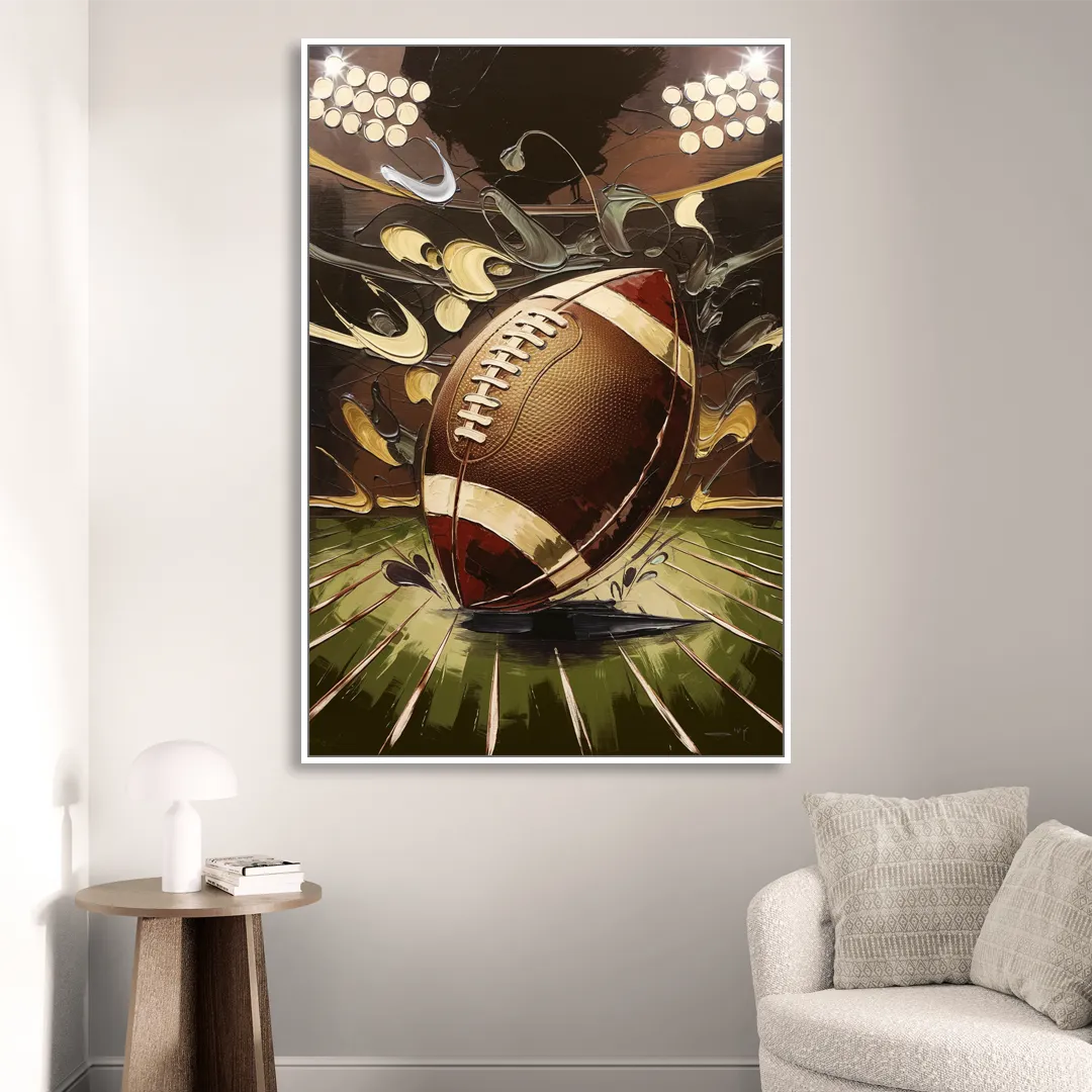Garland Football Spirit Living Room - White Canvas Wall Art