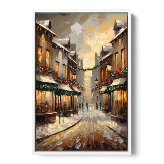 Garland Historic Downtown - White Framed Canvas Wall Art - Front