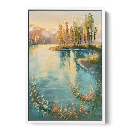 Garland Lakeside Serenity - White Framed Canvas Wall Art - Front