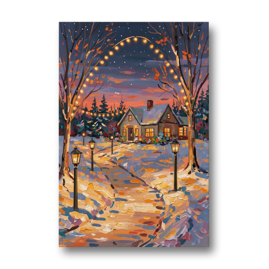Garland Nighttime Lights - Canvas Wall Art - Front