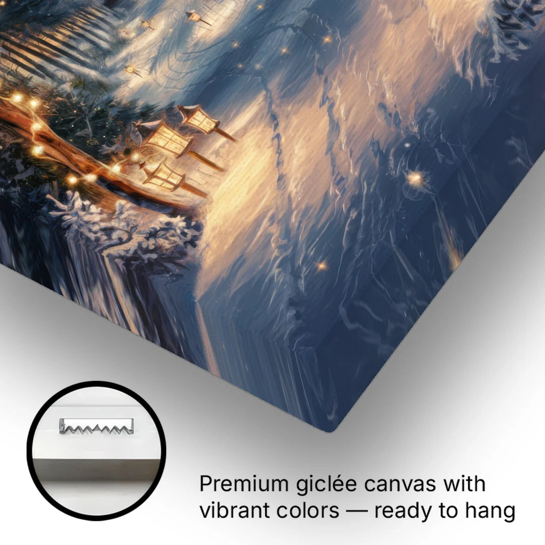 Garland Nighttime Lights - Canvas Wall Art - Gallery Wrap Corner