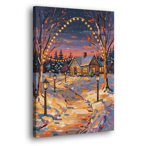 Garland Nighttime Lights - Canvas Wall Art - Side