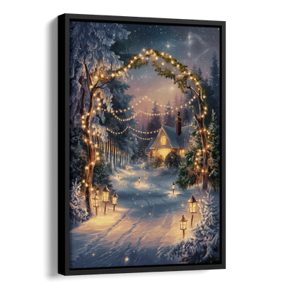 Garland Nighttime Lights Side - Black Canvas Wall Art