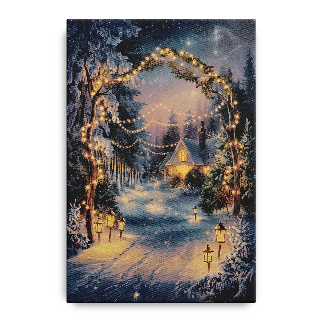 Garland Nighttime Lights Front - Canvas Wall Art