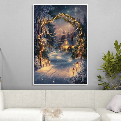 Garland Nighttime Lights Living Room - White Canvas Wall Art