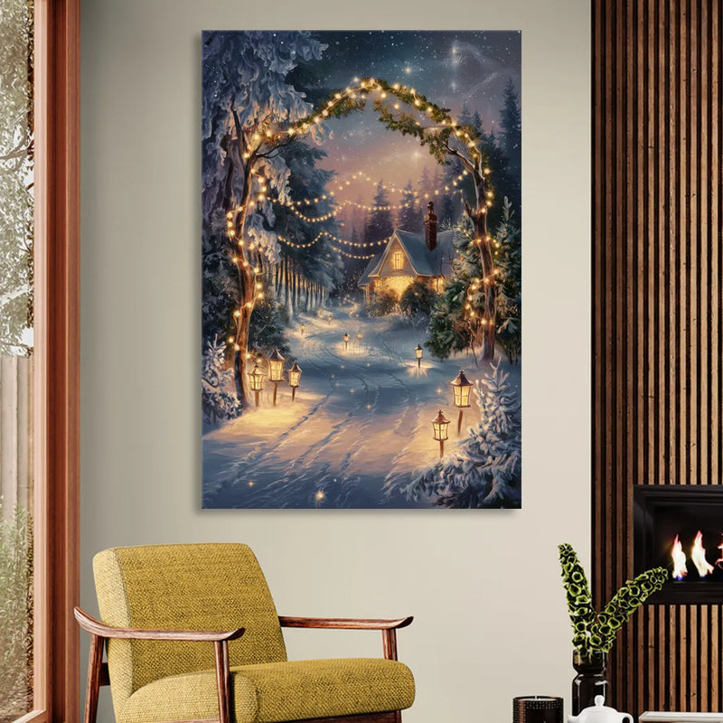Garland Nighttime Lights Living Room - Canvas Wall Art