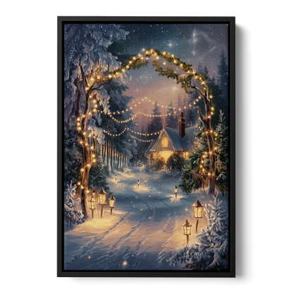 Garland Nighttime Lights Front - Black Canvas Wall Art