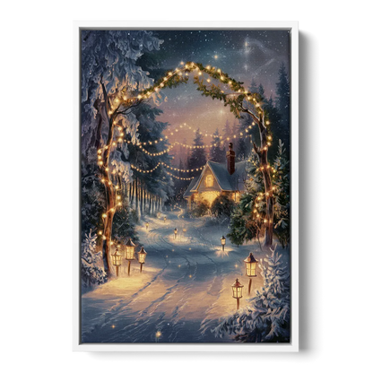 Garland Nighttime Lights Front - White Canvas Wall Art