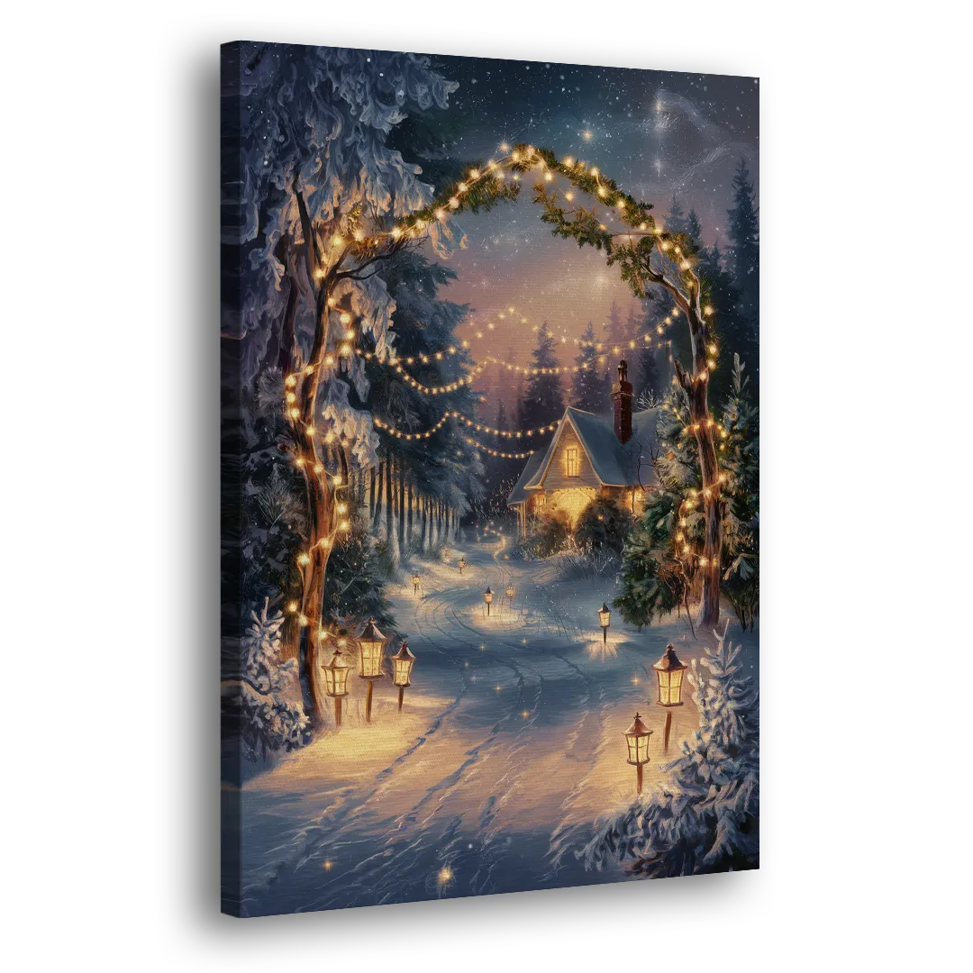 Garland Nighttime Lights Side - Canvas Wall Art