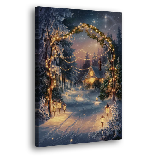 Garland Nighttime Lights Side - Canvas Wall Art