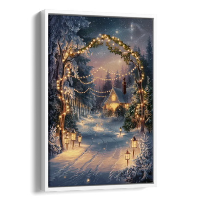 Garland Nighttime Lights Side - White Canvas Wall Art