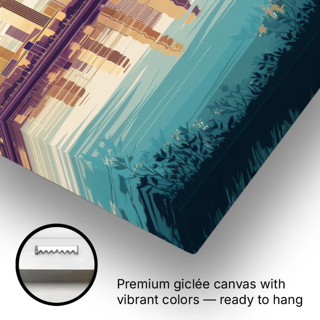 Garland Skyline Reflection - Canvas Wall Art - Gallery Wrap Corner