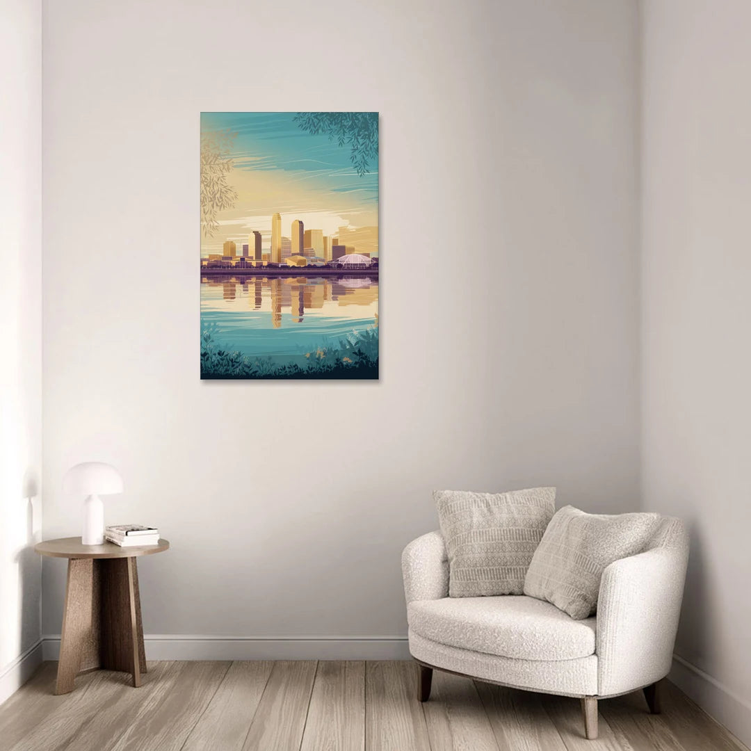 Garland Skyline Reflection - Canvas Wall Art - Sofa - 24x36