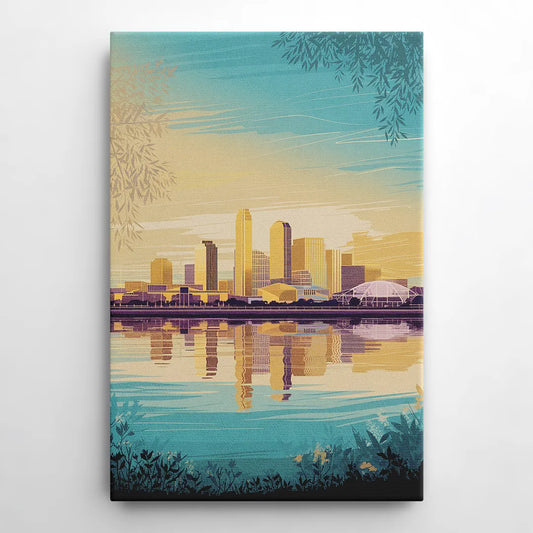 Garland Skyline Reflection - Canvas Wall Art
