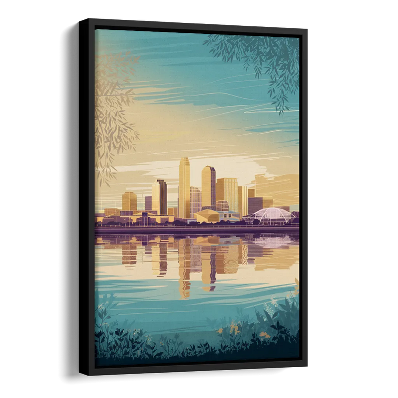 Garland Skyline Reflection Side - Black Canvas Wall Art
