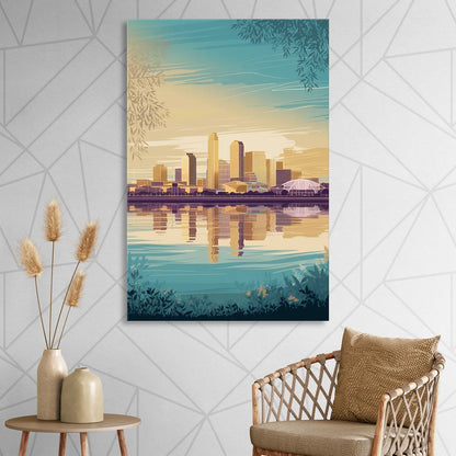 Garland Skyline Reflection Living Room - Canvas Wall Art