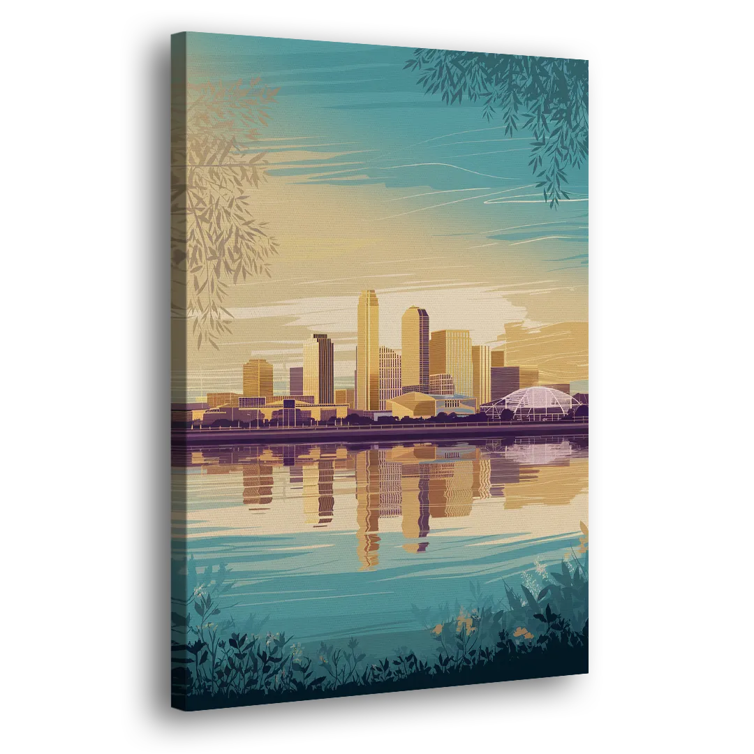 Garland Skyline Reflection Side - Canvas Wall Art