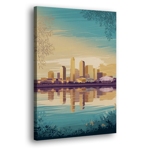 Garland Skyline Reflection - Canvas Wall Art