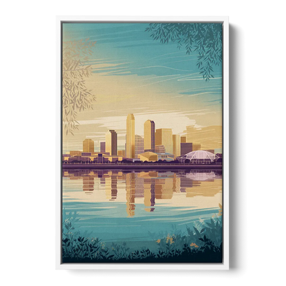 Garland Skyline Reflection Front - White Canvas Wall Art