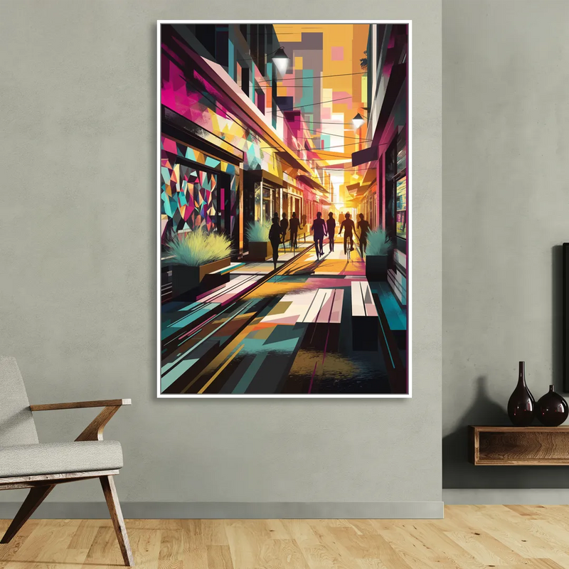 Garland Vibrant Streets Living Room - White Canvas Wall Art