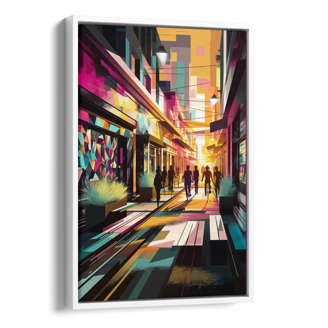 Garland Vibrant Streets Side - White Canvas Wall Art