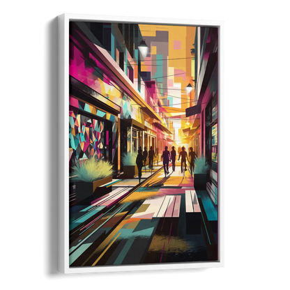 Garland Vibrant Streets Side - White Canvas Wall Art