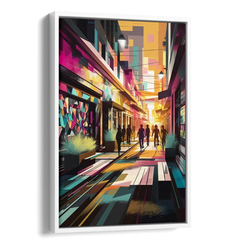 Garland Vibrant Streets Side - White Canvas Wall Art