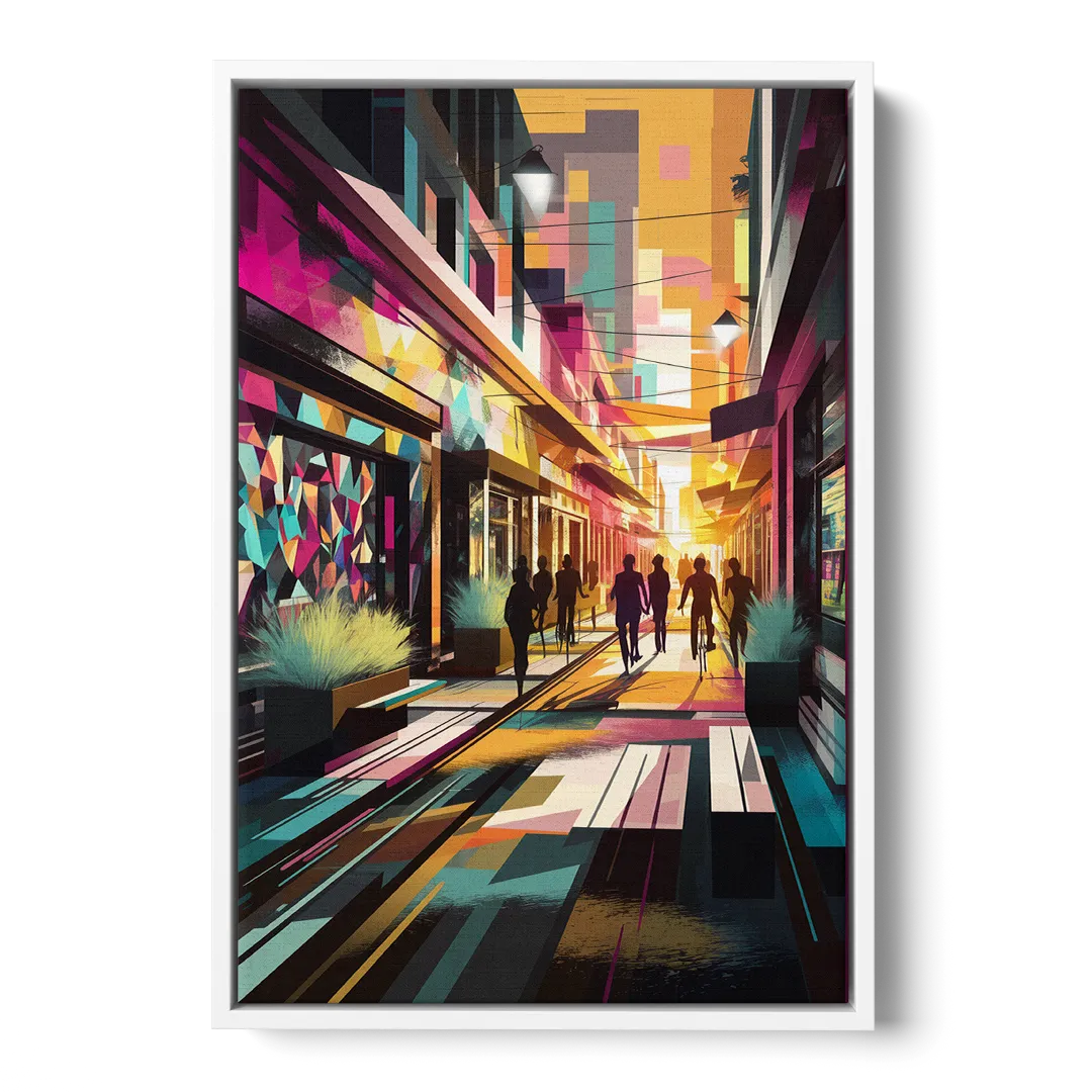 Garland Vibrant Streets Front - White Canvas Wall Art