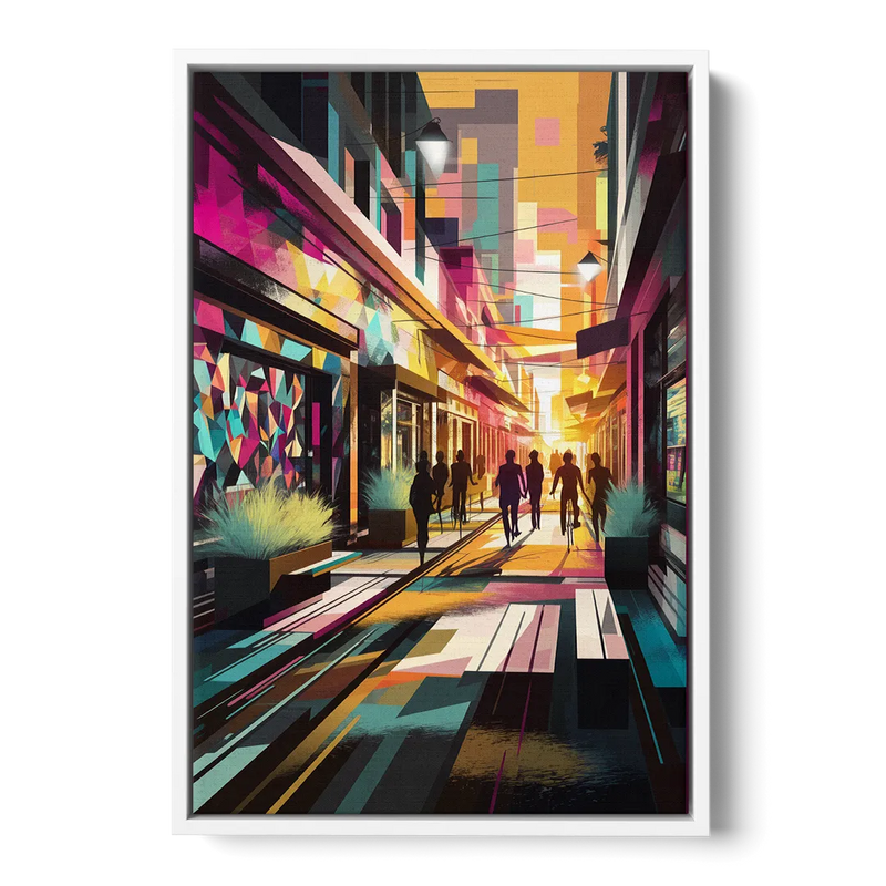 Garland Vibrant Streets Front - White Canvas Wall Art