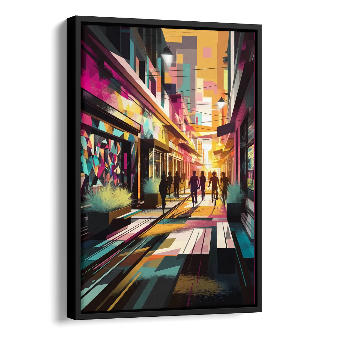 Garland Vibrant Streets Side - Black Canvas Wall Art