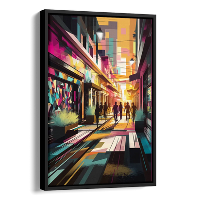 Garland Vibrant Streets Side - Black Canvas Wall Art