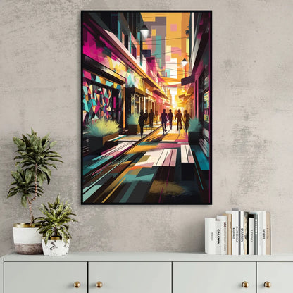 Garland Vibrant Streets Sitting Room - Black Canvas Wall Art