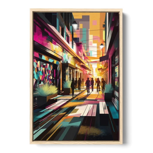 Garland Vibrant Streets - Oak Framed Canvas Wall Art - Front