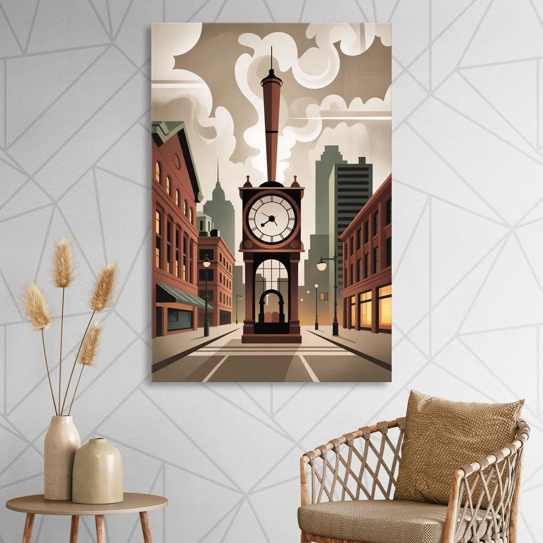 Gastown Steam Clock Sitting Room - Canvas Wall Art
