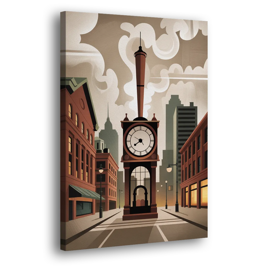 Gastown Steam Clock Side - Canvas Wall Art