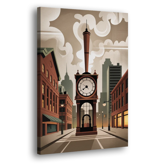 Gastown Steam Clock Side - Canvas Wall Art