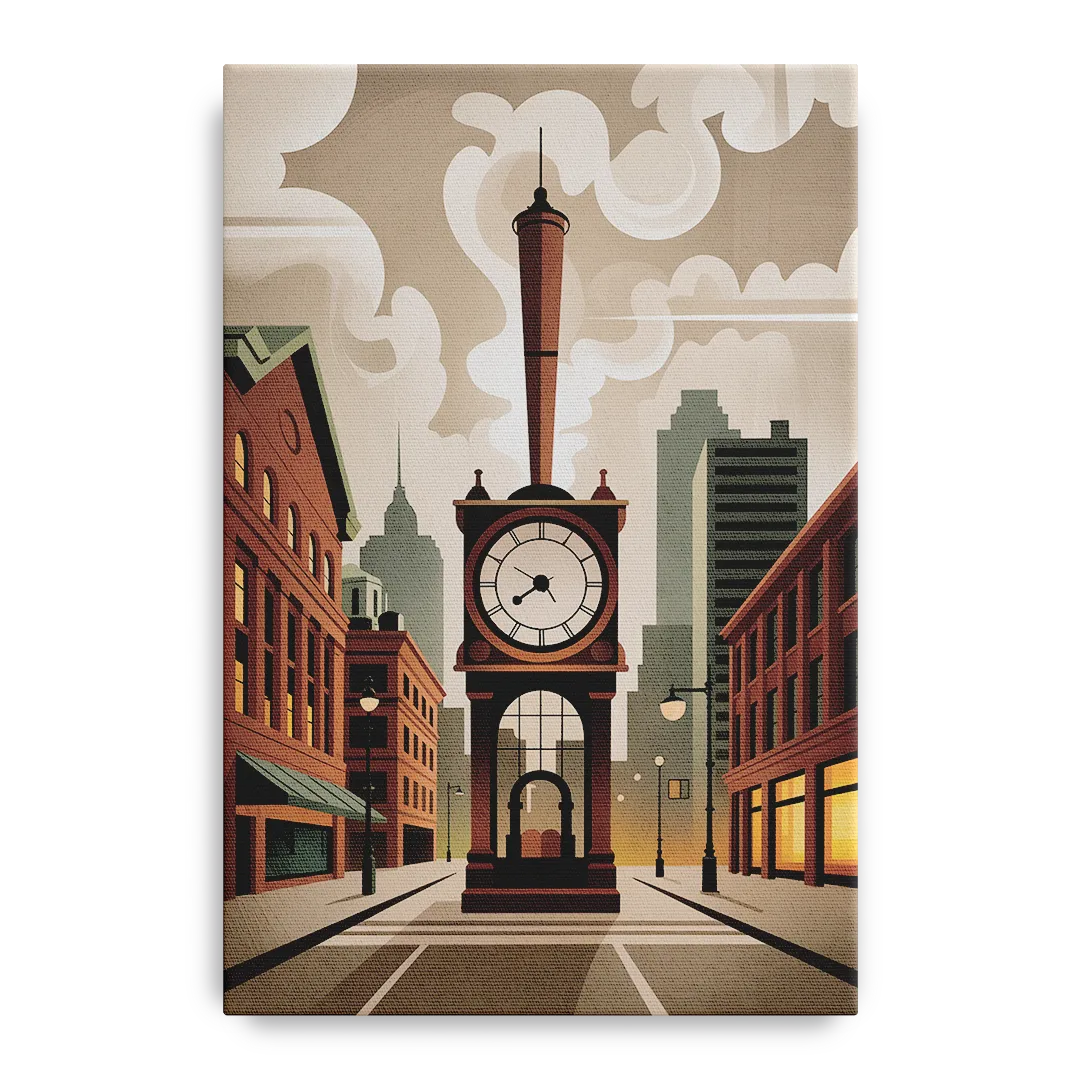 Gastown Steam Clock Front - Canvas Wall Art